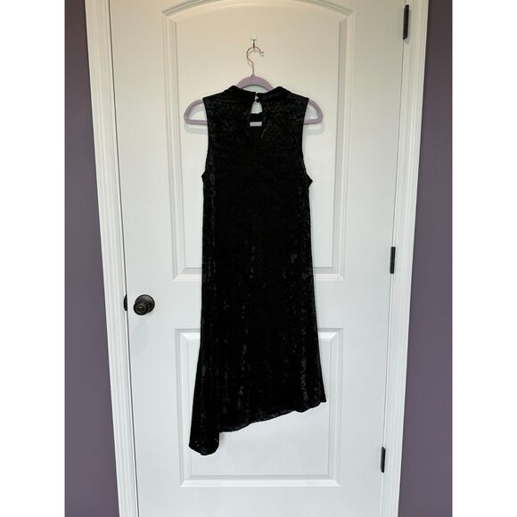 Adrianna Papell Mock Neck Perforated Velvet Side Slit Midi Dress Size Medium - Picture 2 of 9